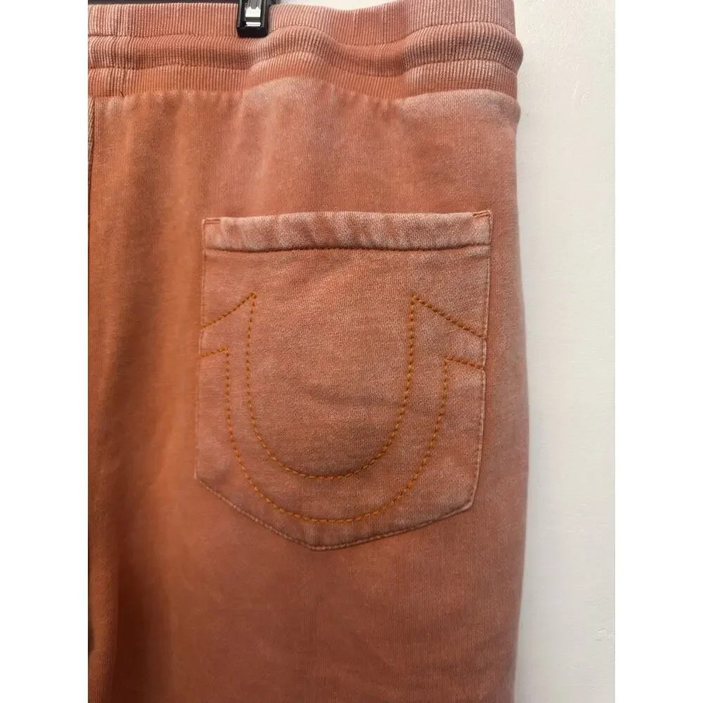 True Religion Jogger Pants Mens 2XL Orange Autumn Maple Registered Logo Patch